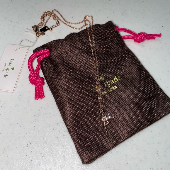 Kate Spade Flamenco Flamingo Crystal Rose Gold Necklace - Picture 3 of 6